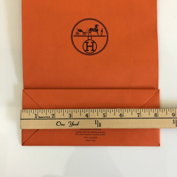 Hermes Shopping Bag 11.25" x 8" x 3.25" Orange Paper Gift Bag Authentic - Picture 13 of 16